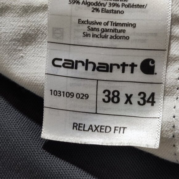 Carhartt workwear cargo pants men's size 38X34 grey straight leg relaxed fit - Picture 6 of 15